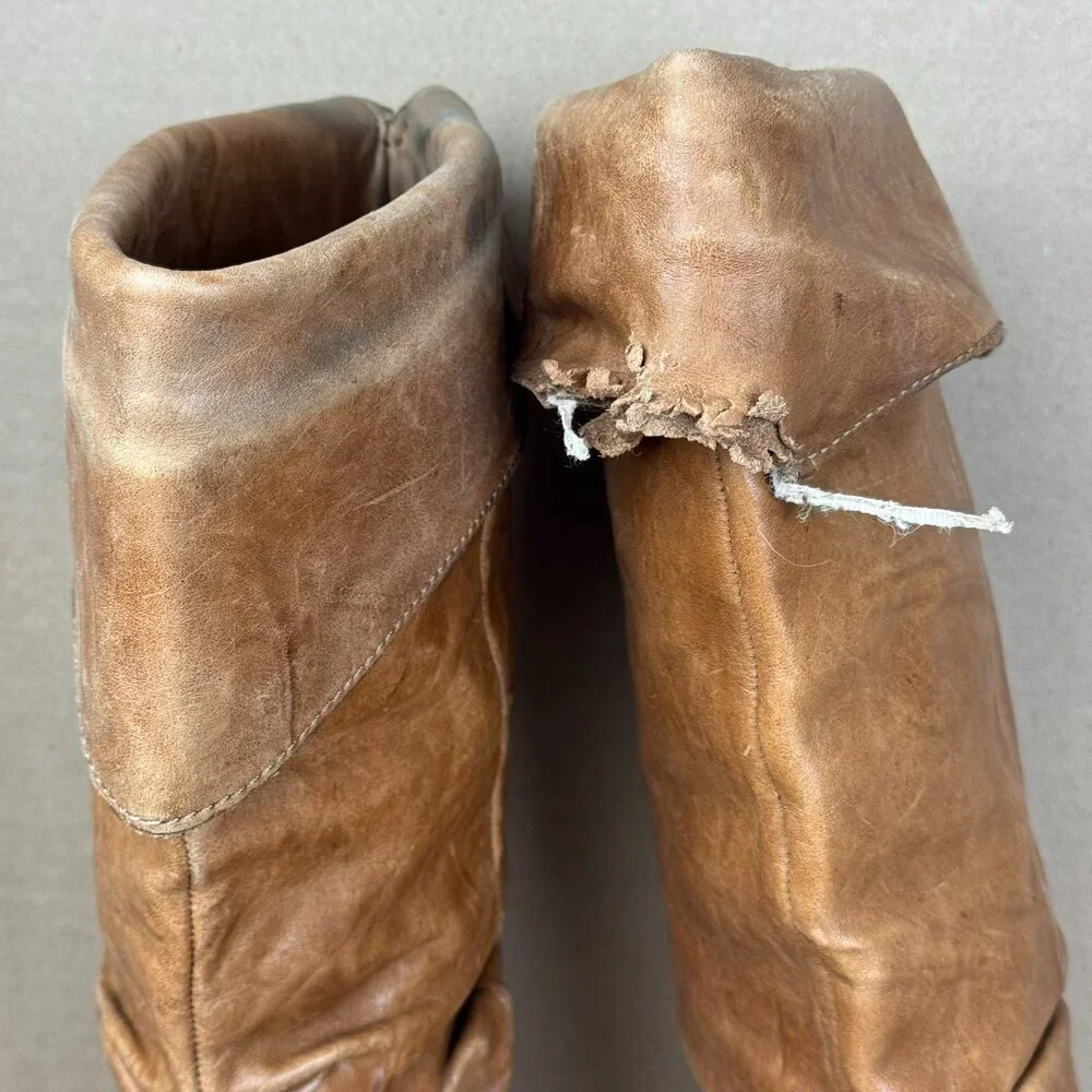Jessica Simpson Cognac Leather Platform Slouch Boots Size 6.5B AS-IS/REPAIR - Picture 6 of 13